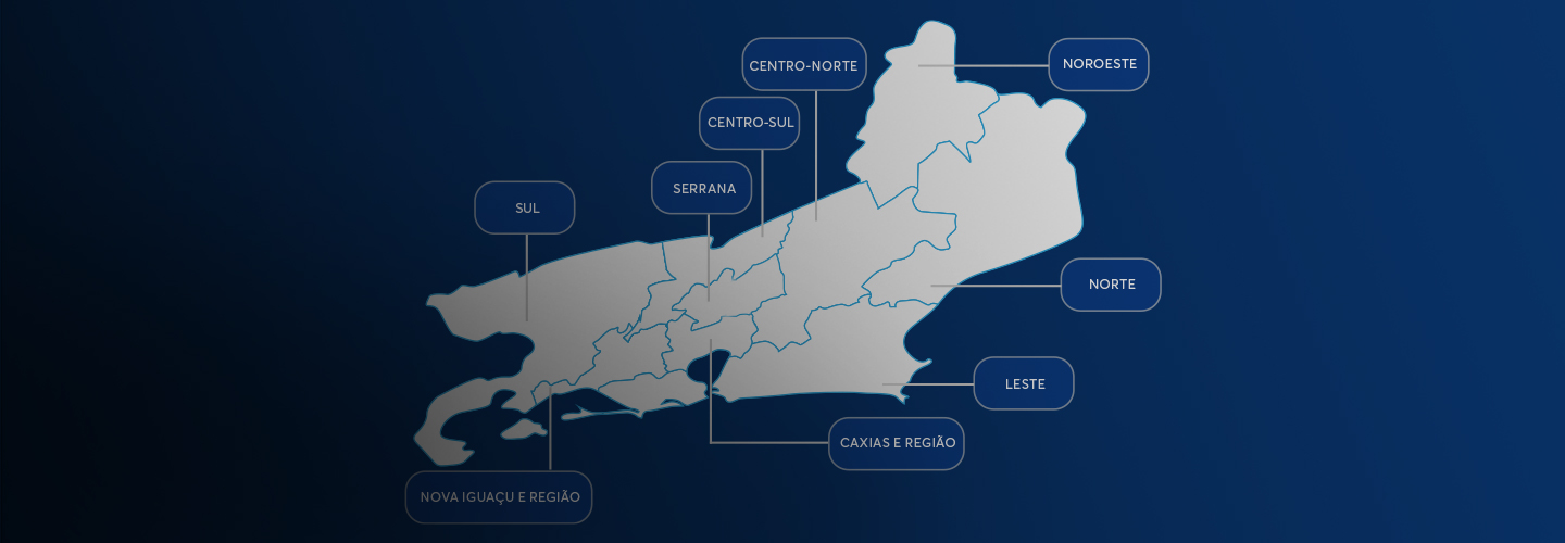 Mapa do Estado do Rio em regiões