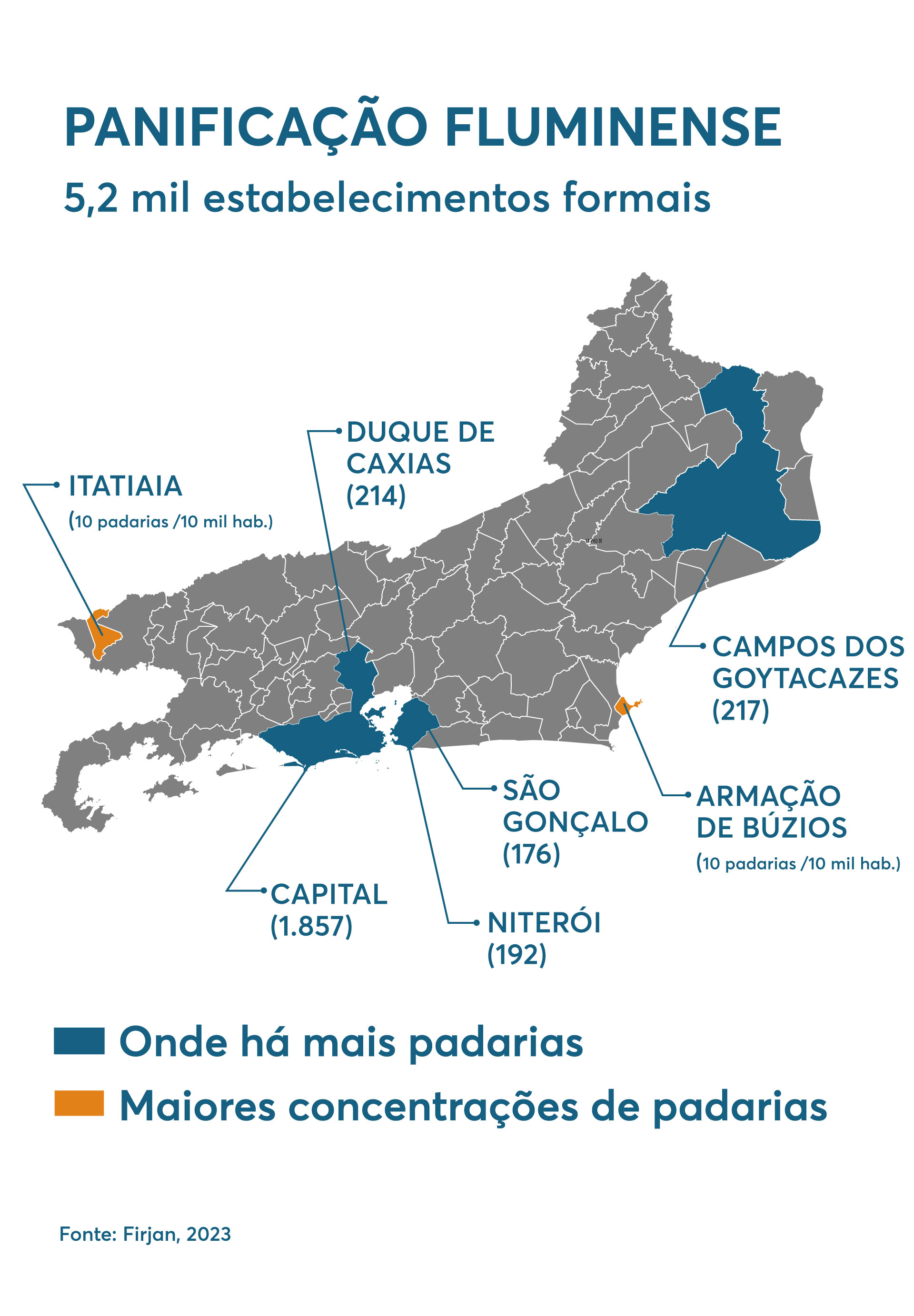 Arte mostra a concentração de padarias no estado